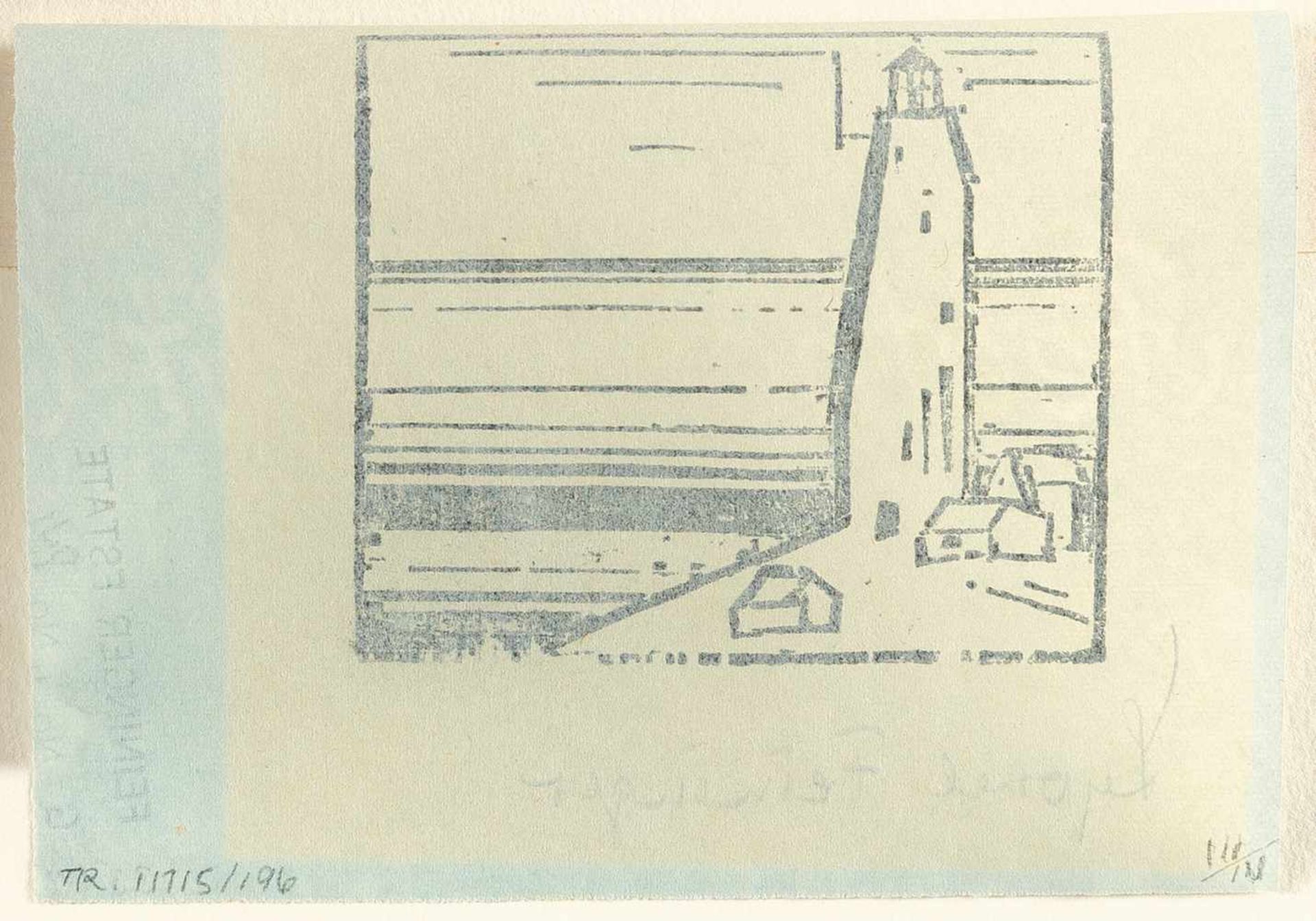 Lyonel Feininger1871 - New York - 1956LighthouseWoodcut on thin, greenish Japon. (1933). C. 6.5 x - Bild 2 aus 2