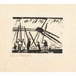 Lyonel Feininger1871 - New York - 1956Angler (with sun)Woodcut on slightly striped Japon. (1919). C.