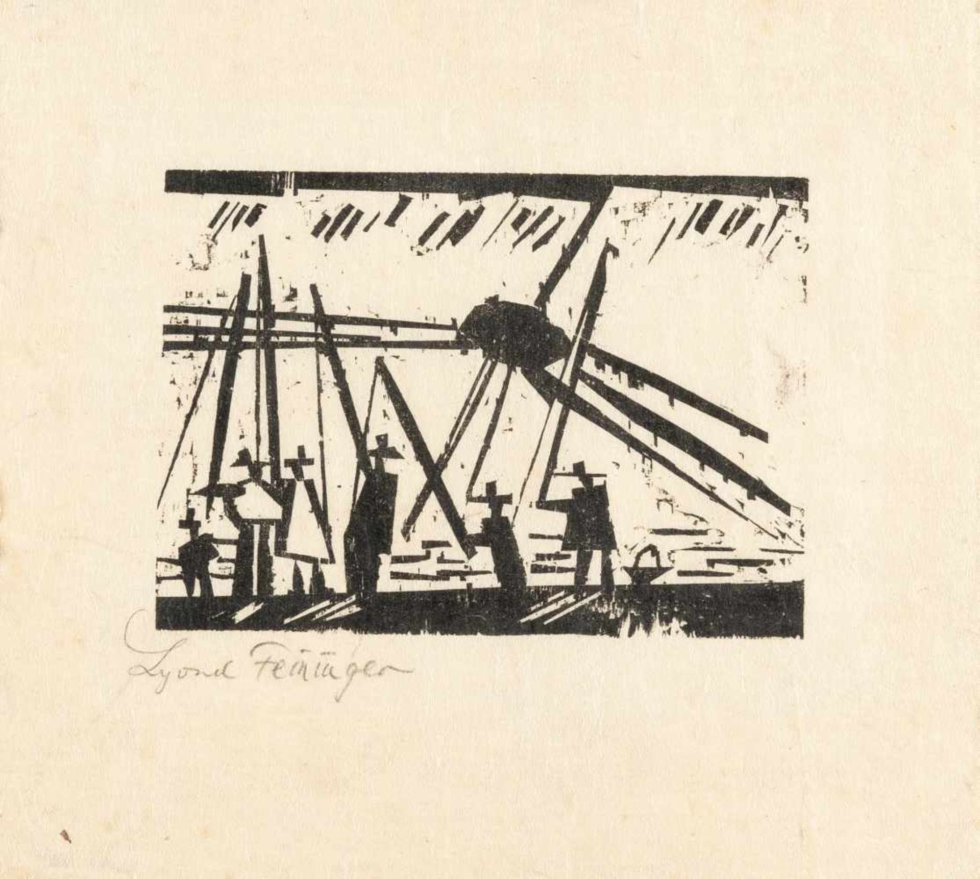 Lyonel Feininger1871 - New York - 1956Angler (with sun)Woodcut on slightly striped Japon. (1919). C.