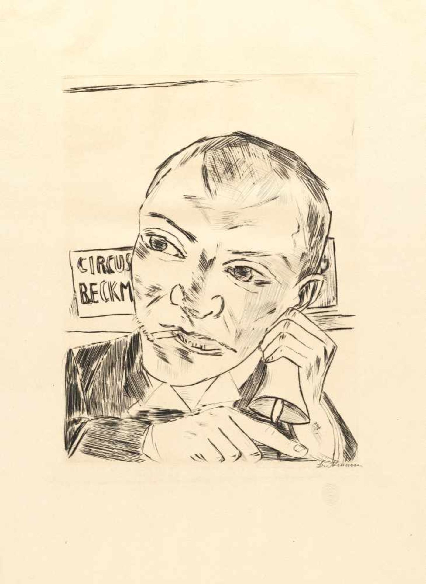 Max Beckmann1884 Leipzig - New York 1950The crier (self-portrait)Drypoint etching on wove. (1921).