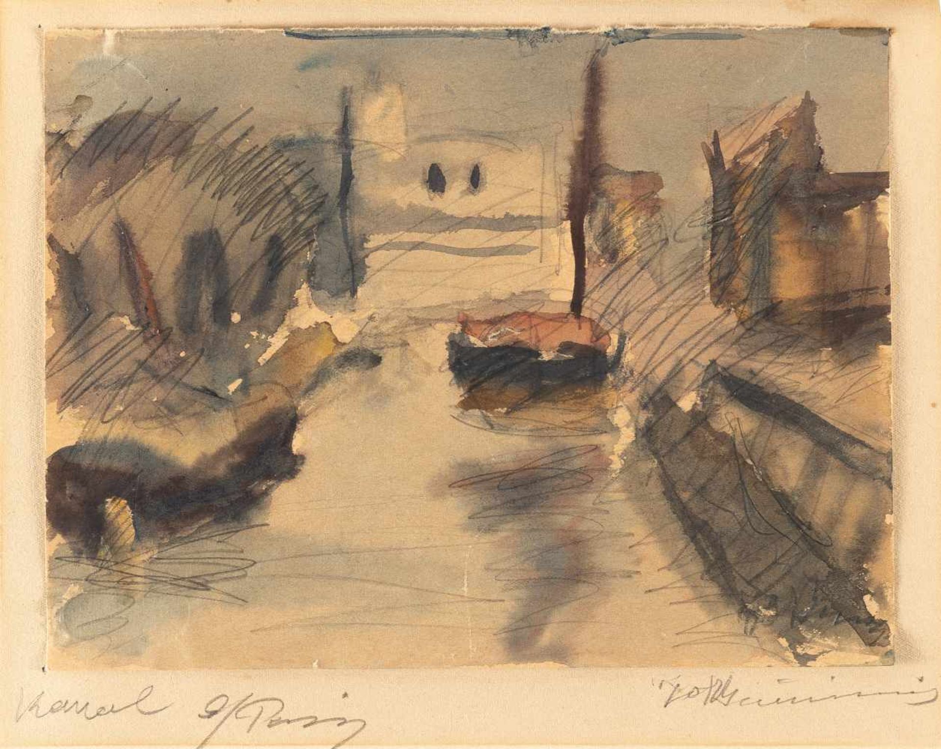 Georgios Bouzianis (Jorgo(s) Busianis)1885 - Athen - 1959Canal near ParisWatercolour and pencil on