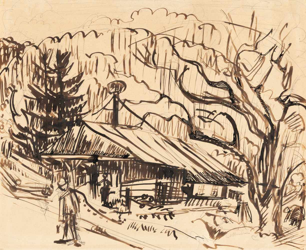 Ernst Ludwig Kirchner1880 Aschaffenburg - Frauenkirch/Davos 1938On the pasture (Stafelalp)Indian ink