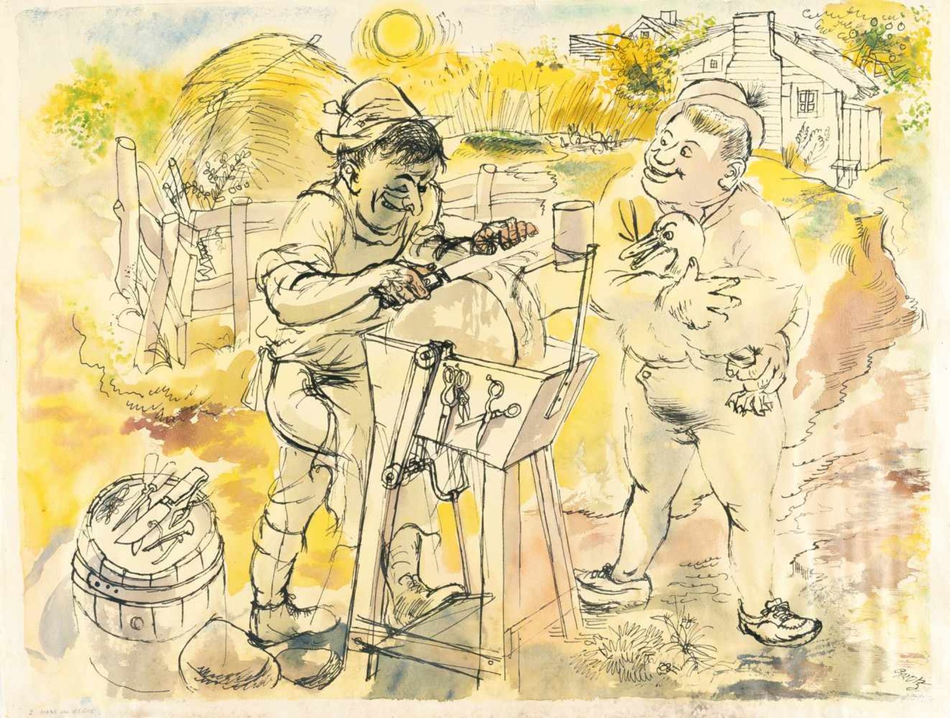 George Grosz1893 - Berlin - 1959Hans im GlückWatercolour and Indian ink on cream machine-made laid