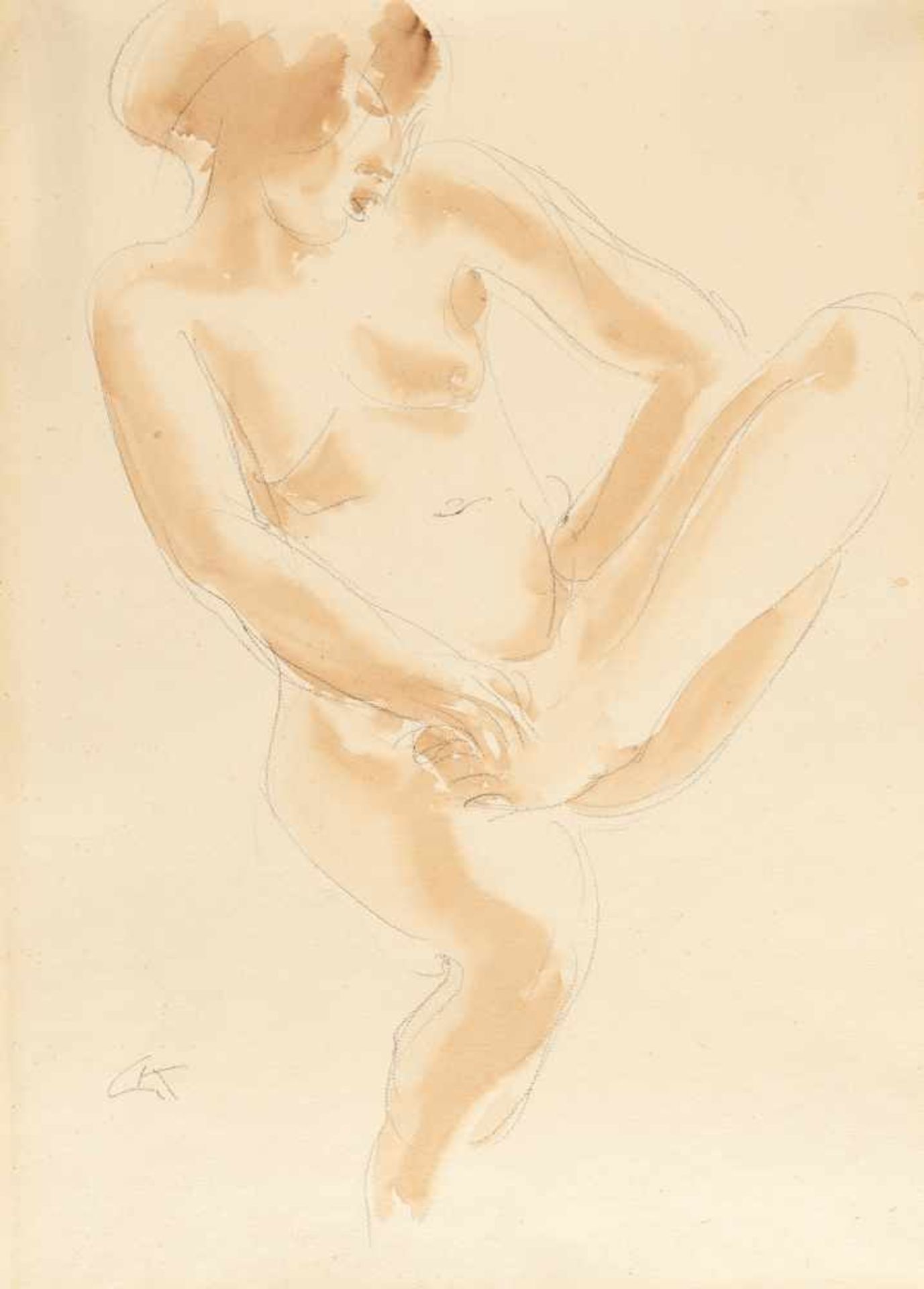 Georg Kolbe1877 Waldheim - Berlin 1947Seated female nudeWatercolour and pencil on firm wove. C. 49 x