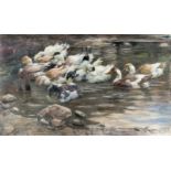 Alexander Koester1864 Bergneustadt - München 1932Ducks by a pond with stonesOil on canvas. (Around