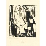 Lyonel Feininger1871 - New York - 1956HousesWoodcut on thin Japon. (1919). C. 17 x 14.5 cm (sheet c.