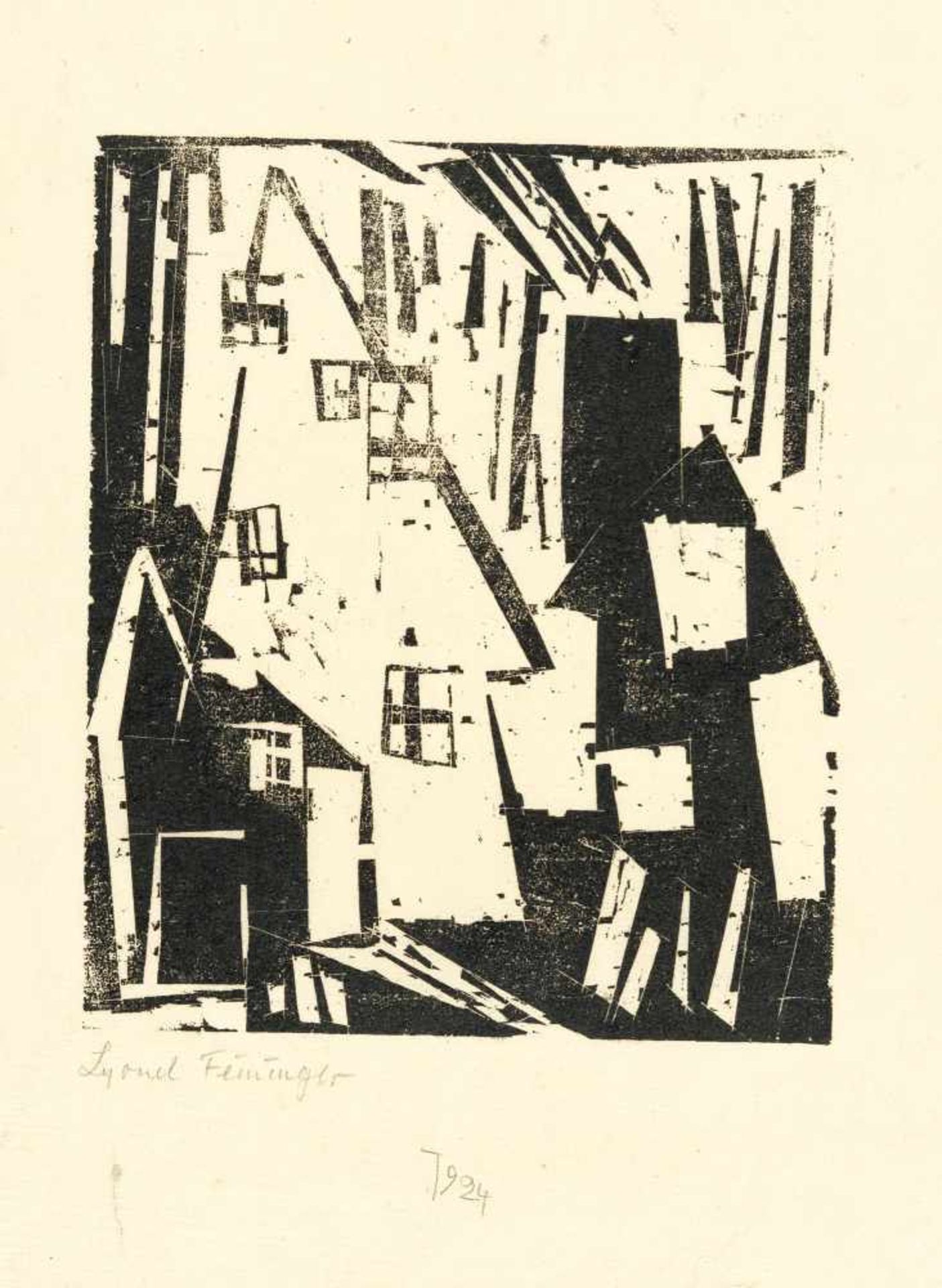 Lyonel Feininger1871 - New York - 1956HousesWoodcut on thin Japon. (1919). C. 17 x 14.5 cm (sheet c.