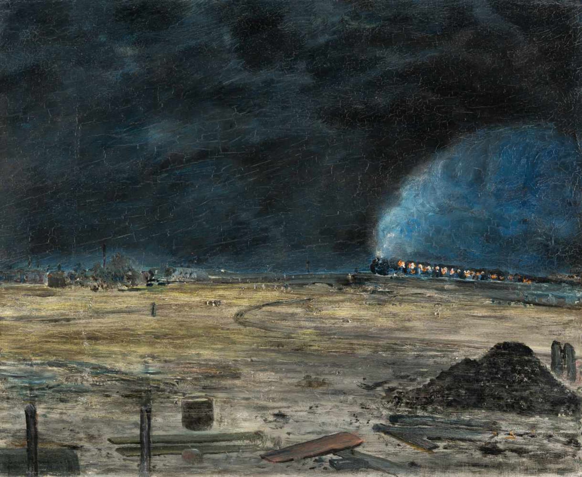 Joachim Ringelnatz1883 Wurzen - Berlin 1934Night trainOil on canvas. (19)26. C. 40 x 49 cm. Signed