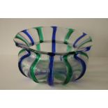 Archimede SEGUSO (1909-1999), Vase en verre de MURANO, bleu et vert, signé - Hauteur [...]