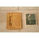 Plaque en or 21,6 cts/900 figurant Konrad Adenauer (Bayerischen Hauptmünzamtes [...]