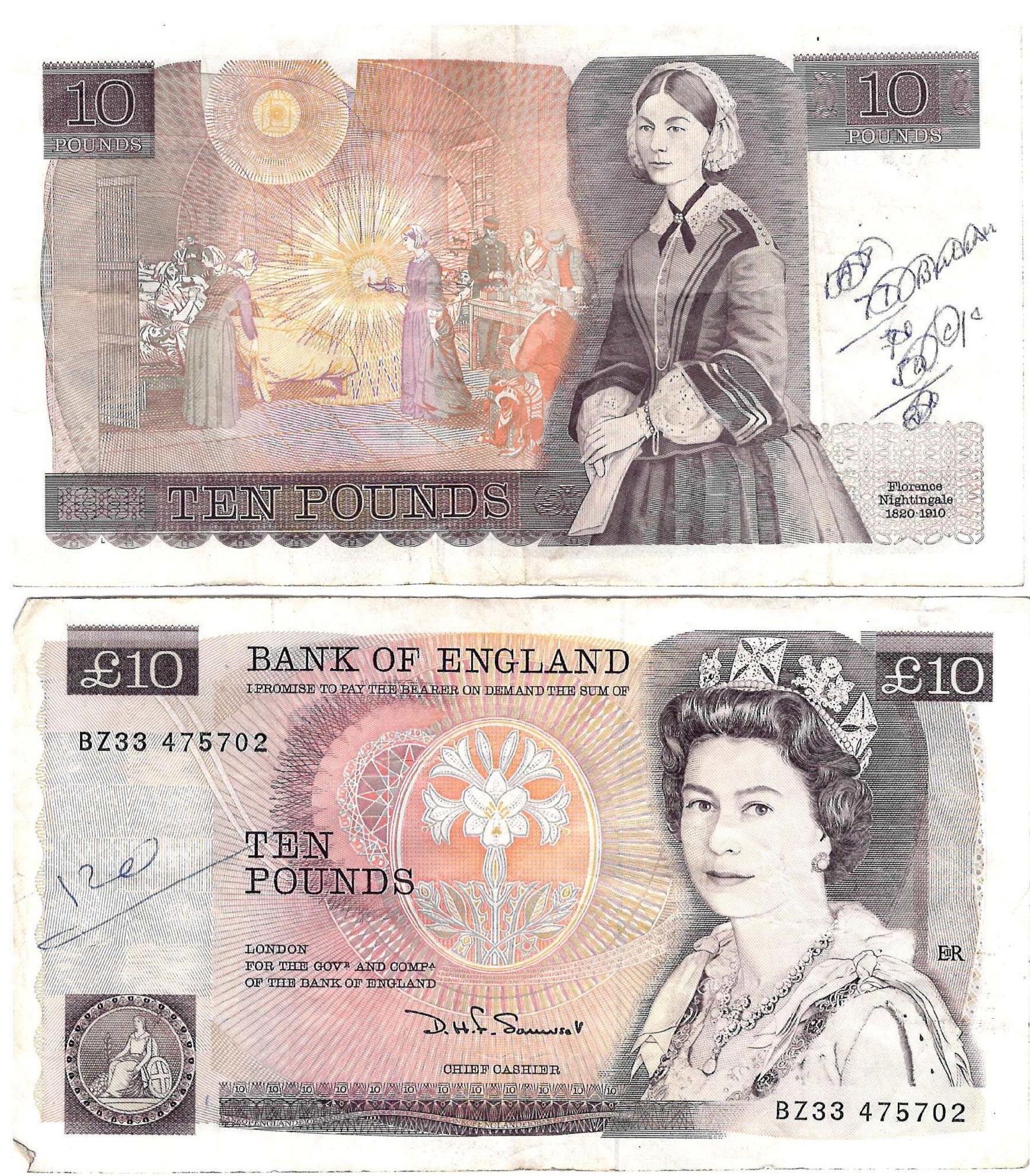Ensemble de billets de la Banque d'Angleterre : 2 x 20 Pounds William Shakespeare & 3 [...] - Image 2 of 2
