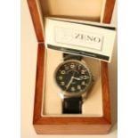 Montre homme en acier, ZENO, Automatic 30 meters (ETA 2846), dateur, bracelet cuir, [...]