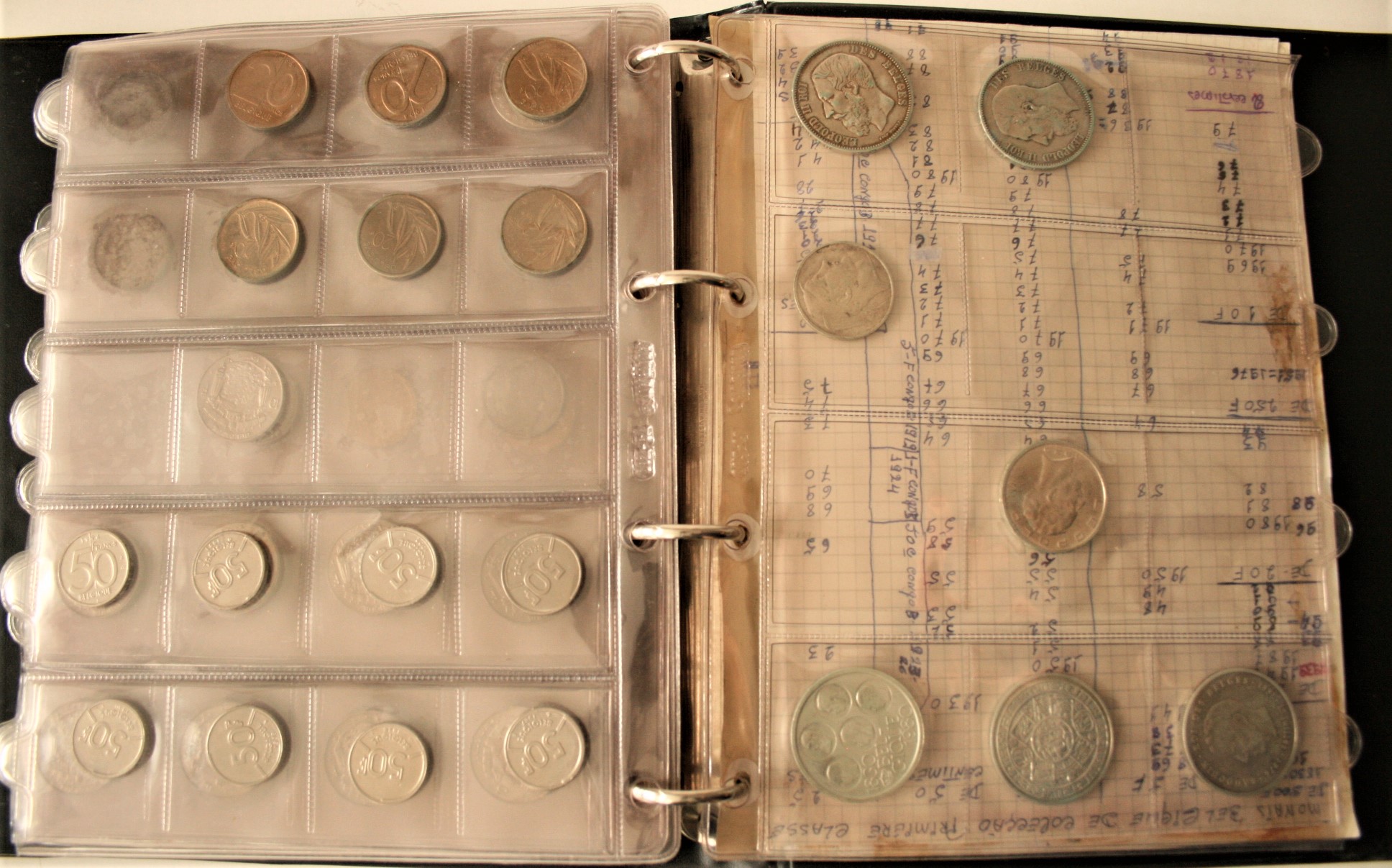 Classeur de pièces de monnaies belges comprennant plus d'une centaine de pièces du [...]