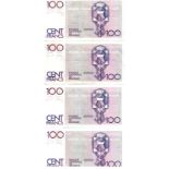 Ensemble de billets de la Banque de Belgique / Italie / Espagne : 5 x 100 Francs [...]