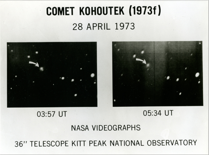 Observation au sol du déplacement de la comète de Kohoutek le 28 avril 1973. [...]