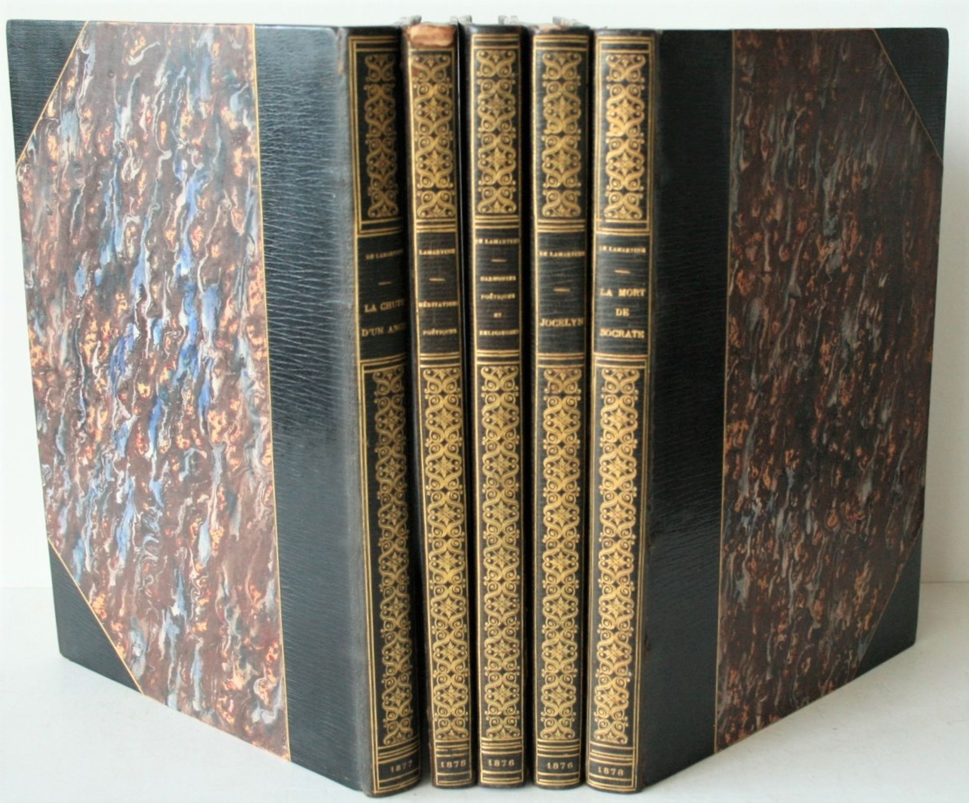 Œuvres de LAMARTINE, à Paris chez Furne, Jouvet et Cie, Hachette et Cie, 5 volumes [...]