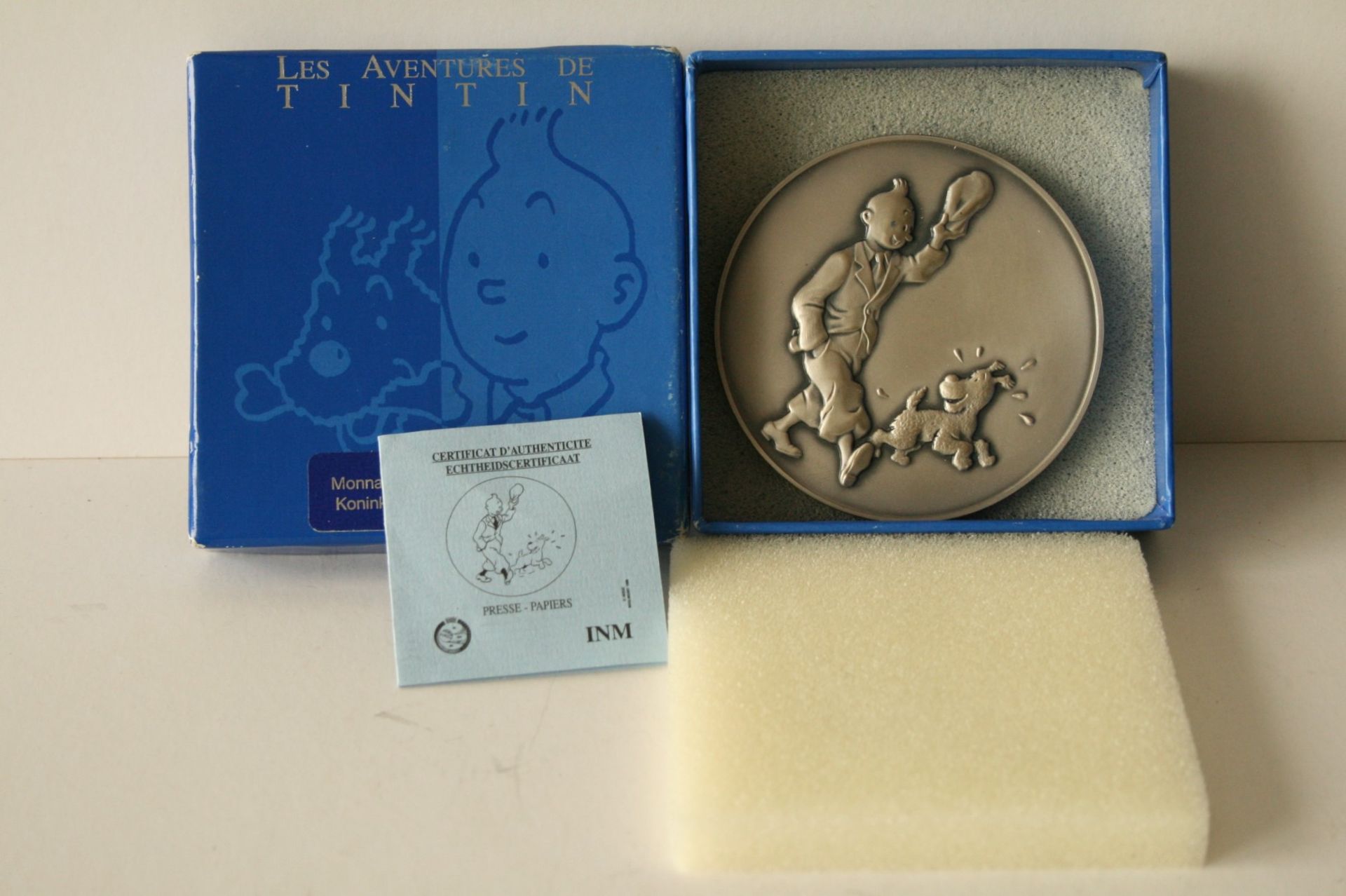 Hergé - Presse papier en argent 800 de la Monnaie Royale de belgique (1993), tirage [...]