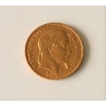 Pièce en or 900 NAPOLEON III Lauré, 1869, qualité numismatique - Poids net : 6,45 [...]