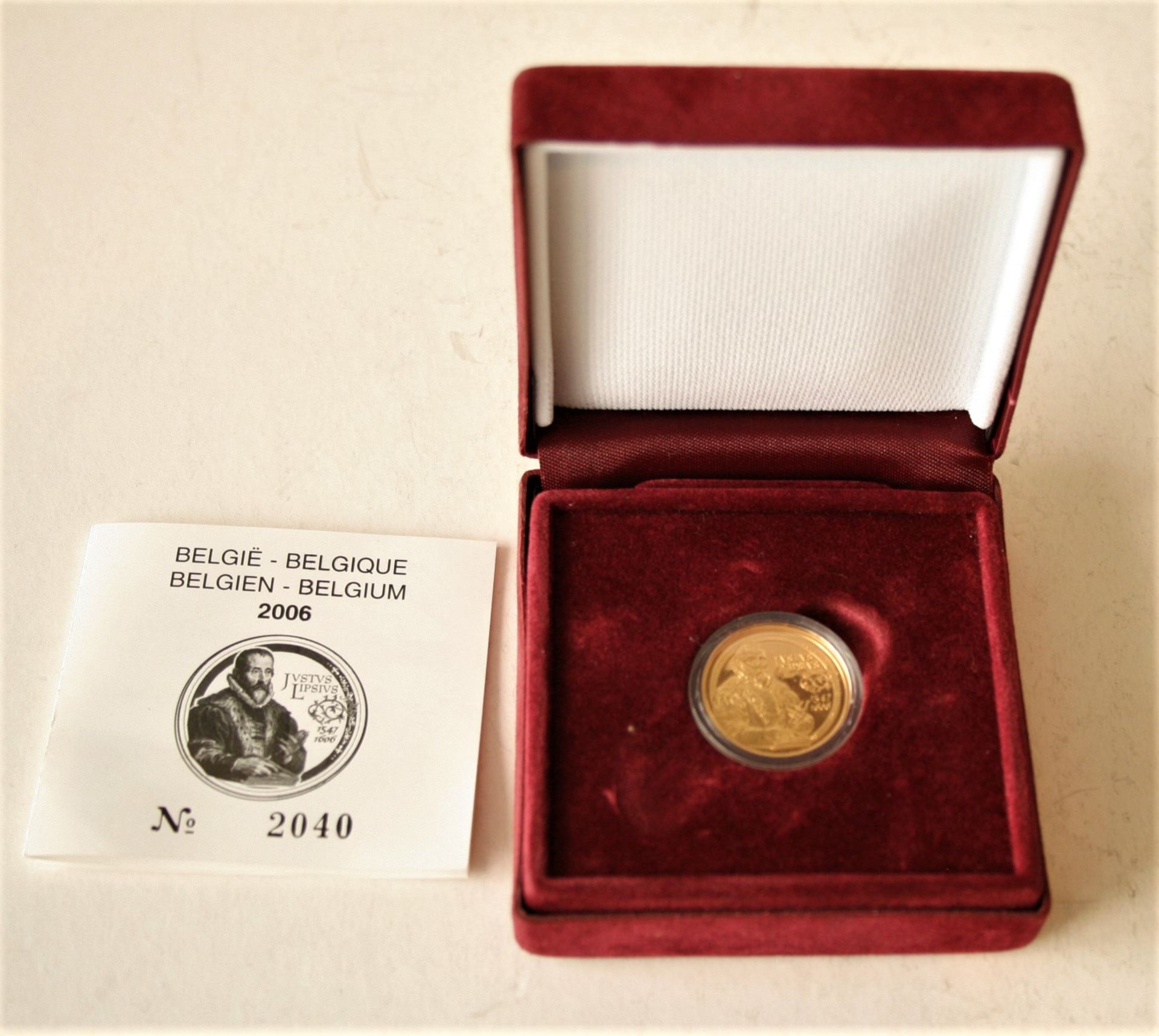 Pièce en or 24 cts JUSTUS LIPSIUS, 2006, boîte et certificat, qualité numismatique [...]