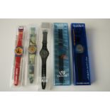 Ensemble de 5 montres SWATCH vintage, état neuf dans l'emboîtage d'origine : 1. [...]