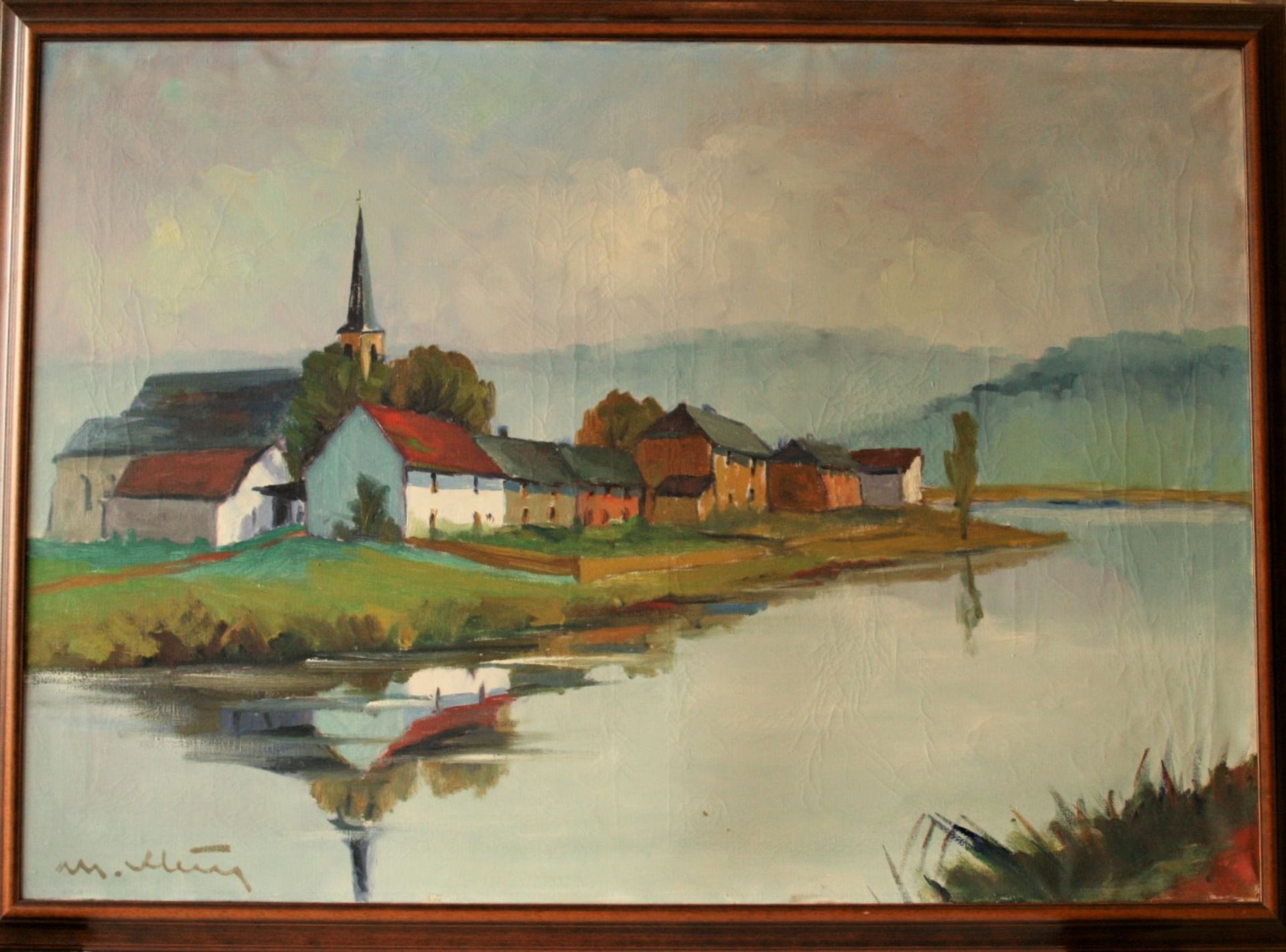 Misch KLEIN (1919-1993), peintre luxembourgeois, Huile sur toile : La Moselle, signé [...]