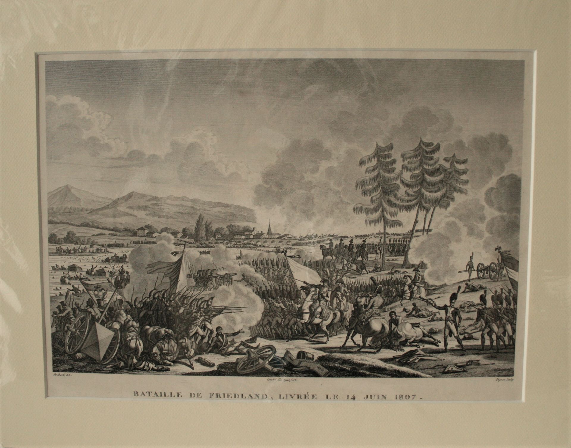 Gravure du XIXe siècle : "Bataille de Friedland, Livrée le 14 Juin 1807" - [...]