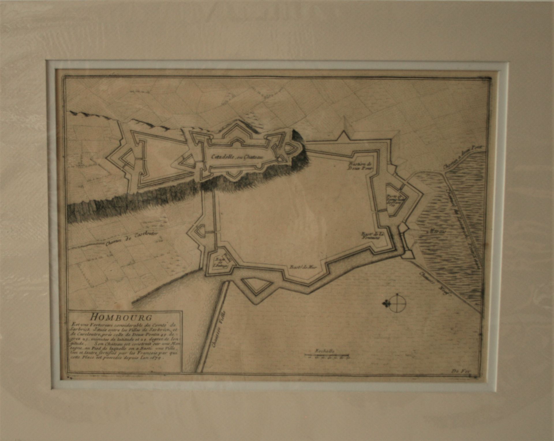 Plan de la place forte de HOMBOURG par Nicolas de FER, 1705 - Dimensions : 29,5 x 38 [...]