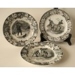 Ensemble de 3 assiettes à dessert (20,5 cm) BOCH des années 1830 au décor de [...]