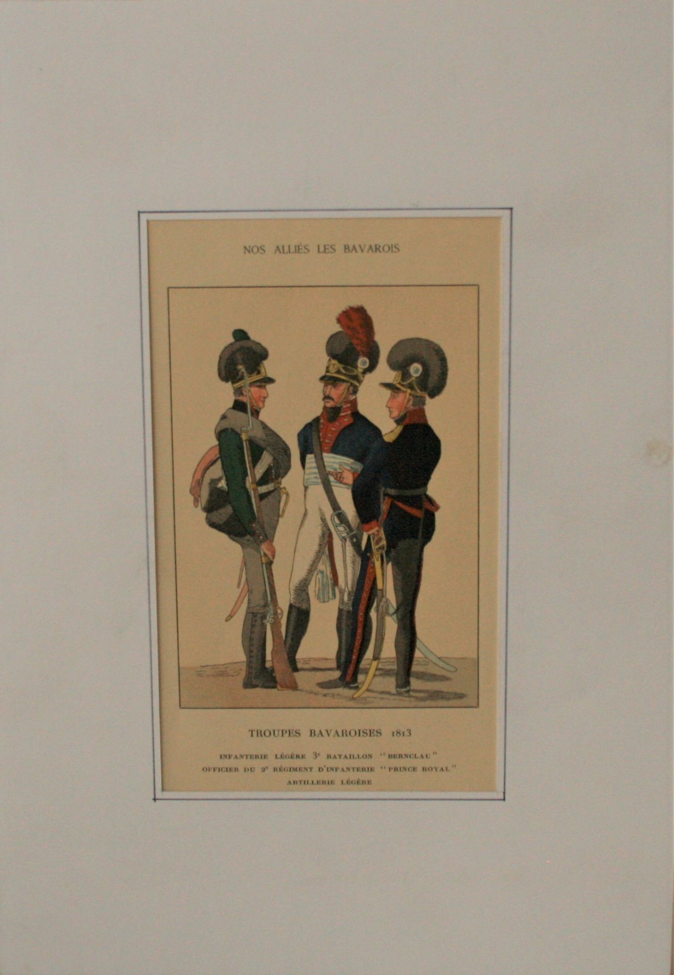 Ensemble de 7 gravures colorisées de soldats bavarois du Ier Empire Français, sous [...] - Bild 3 aus 3