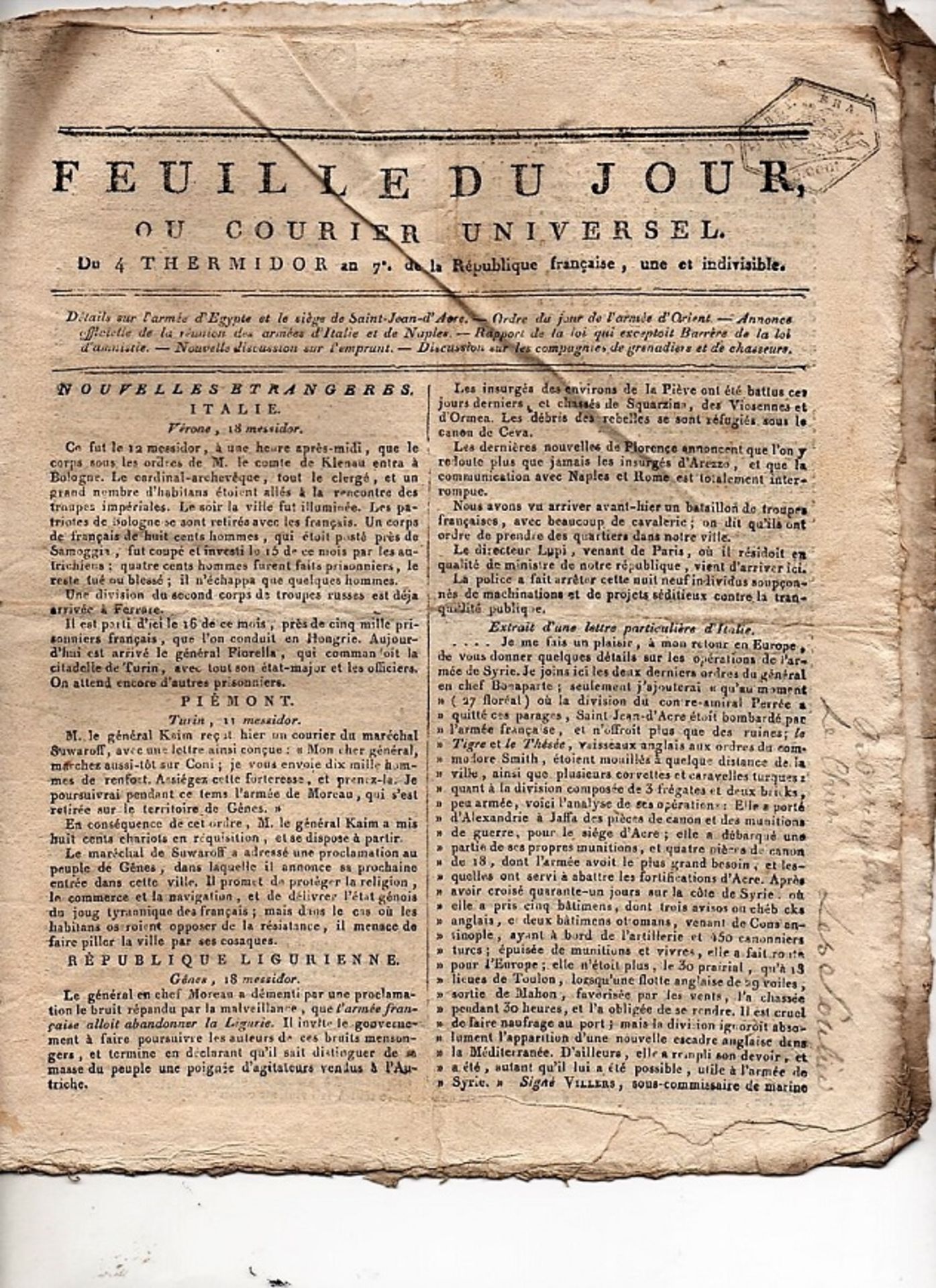 Ensemble de 25 numéros du journal de la Révolution Françaises "Le Propagateur" [...]