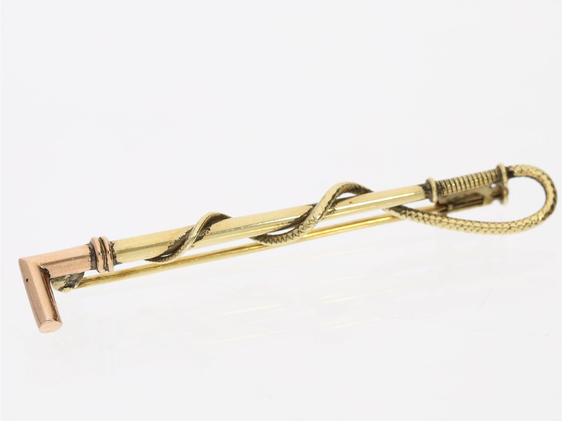 Brosche/Nadel: dekorative Nadel "Reitgerte", feine GoldschmiedeanfertigungCa. 5,5cm lang, ca. 3,