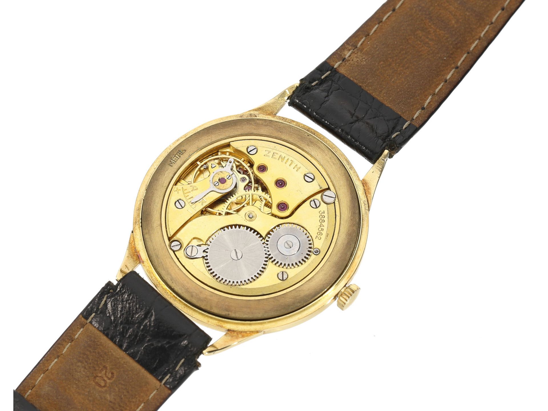 Armbanduhr: seltene oversize Herrenuhr von Zenith, 18K Gold, 40er JahreCa. Ø37mm, 18K Gold, - Image 2 of 2