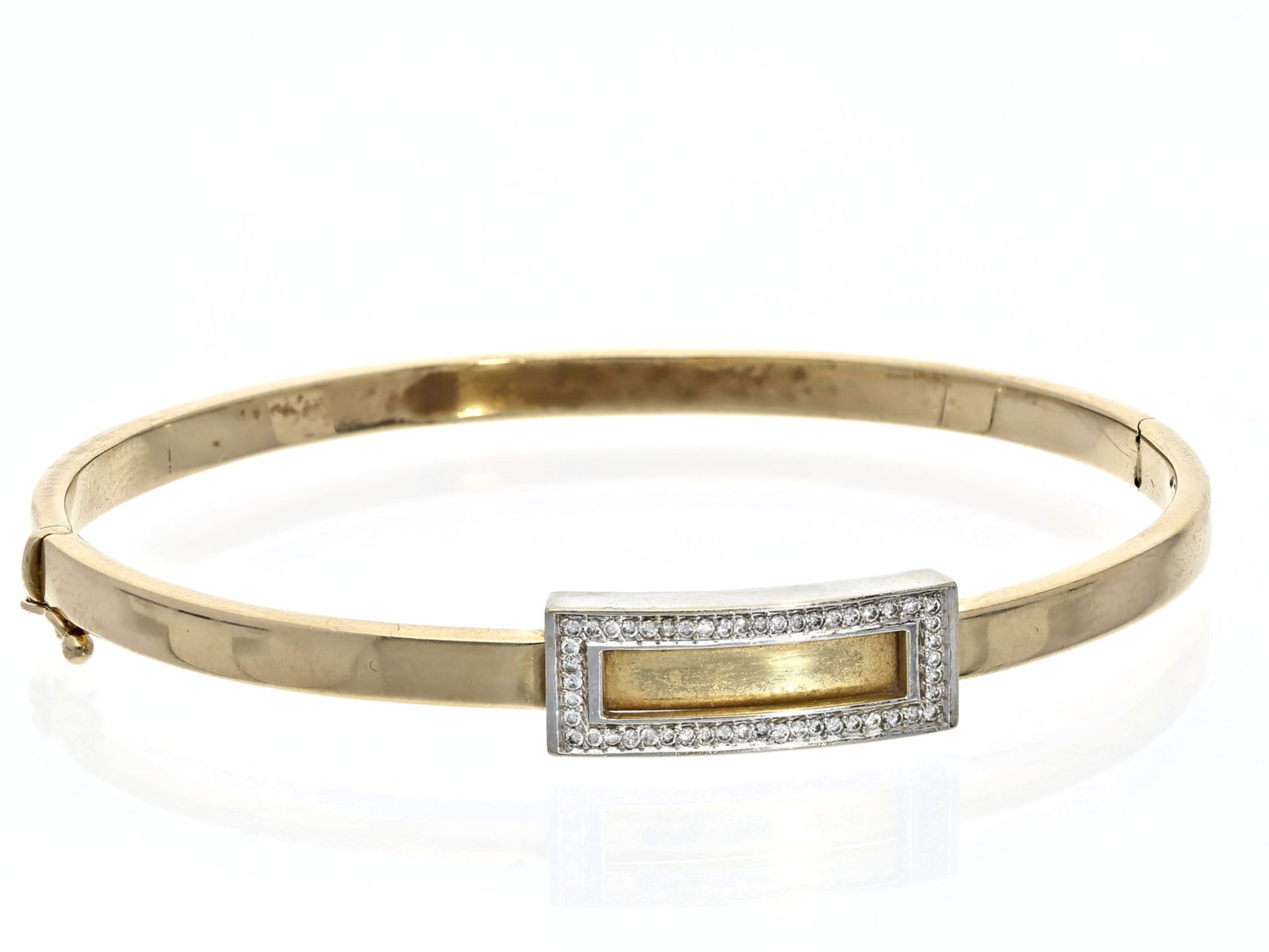 Armreif: vintage Armreif in 14K Gold, besetzt mit BrillantenCa. Ø60mm, ca. 8,7g, 14K Gold,