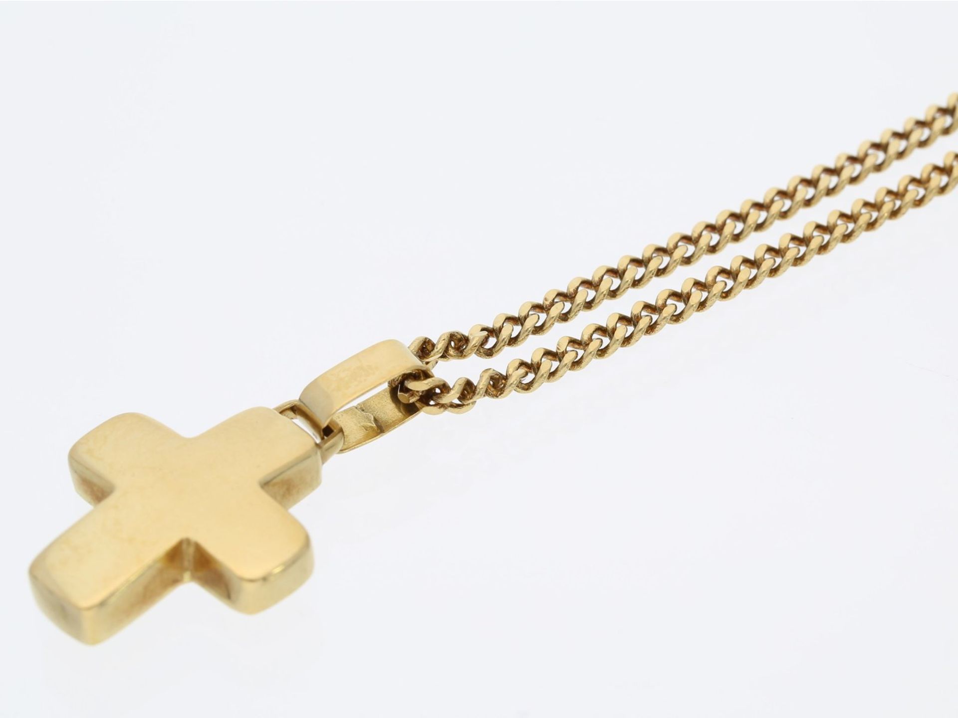 Kette/Collier/Anhänger: solide Collierkette mit Kreuzanhänger, 18K GoldCa. 51,5cm lang, ca. 17g, 18K