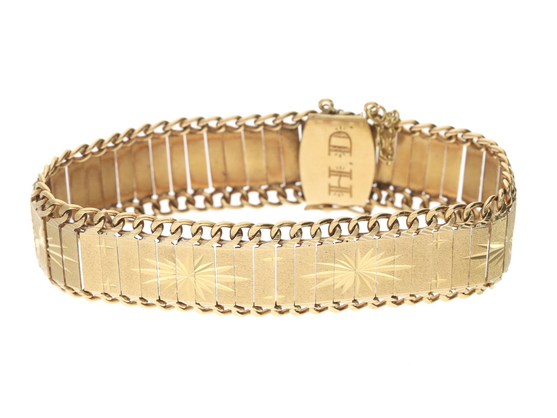 Armband: aufwändig gearbeitetes vintage Goldschmiede-Armband, Handarbeit aus 18K Gold, ca. 1950Ca.