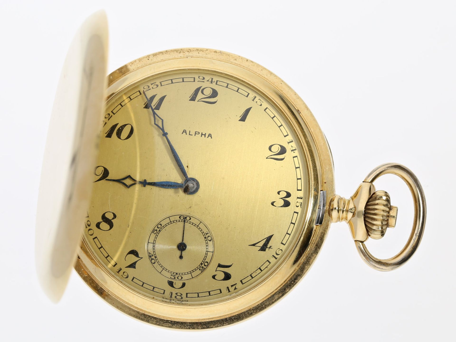 Taschenuhr: schwere Goldsavonnette von feiner Qualität, zugeschrieben Ducommun & Goering/Alpha Watch