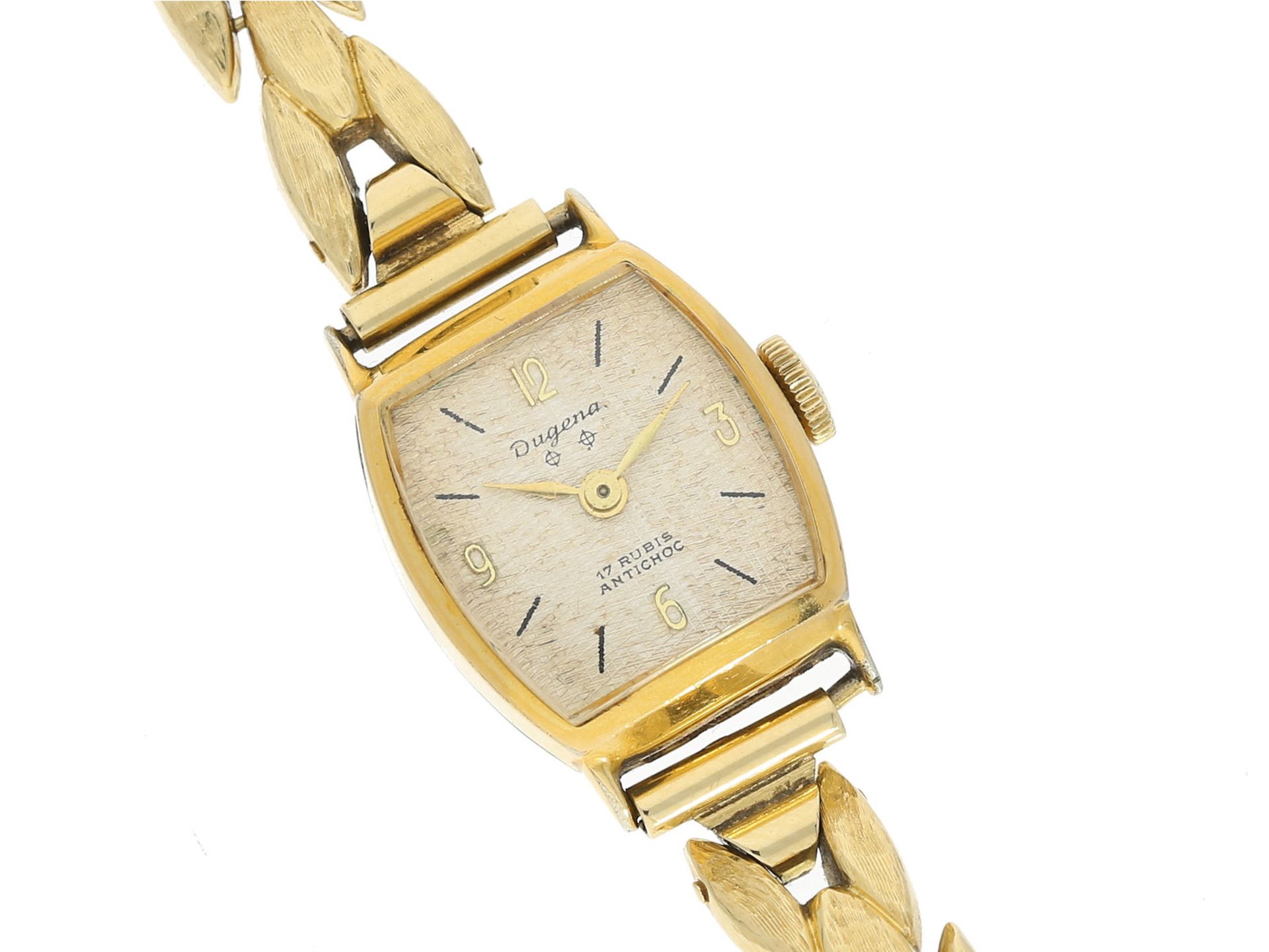 Armbanduhr: vergoldete vintage Damenuhr der Marke Dugena mit goldenem Armband aus 14K GelbgoldCa. - Image 2 of 2