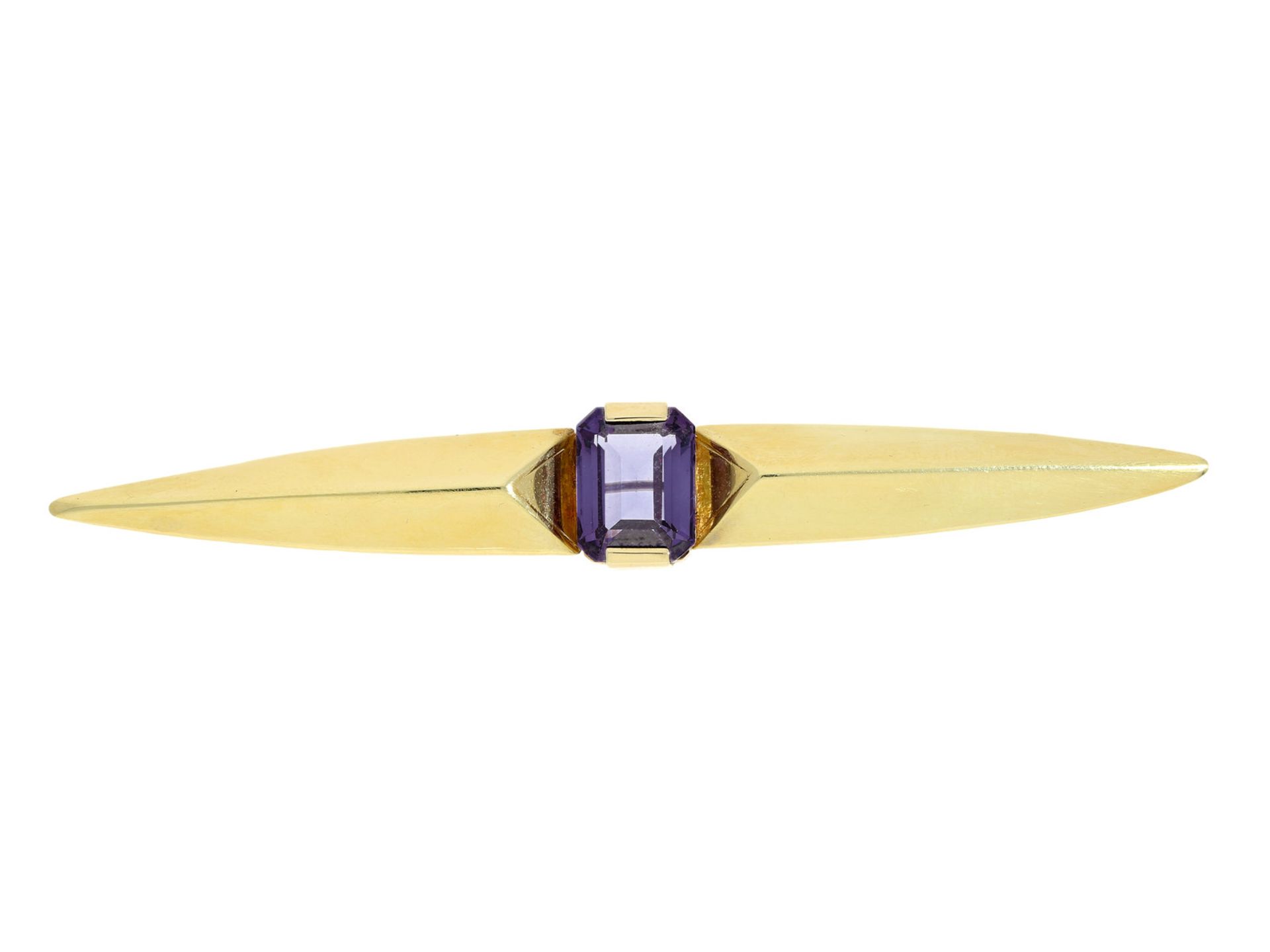 Brosche/Nadel: handgefertigte vintage Goldschmiedebrosche mit sehr schönem violetten Farbstein von
