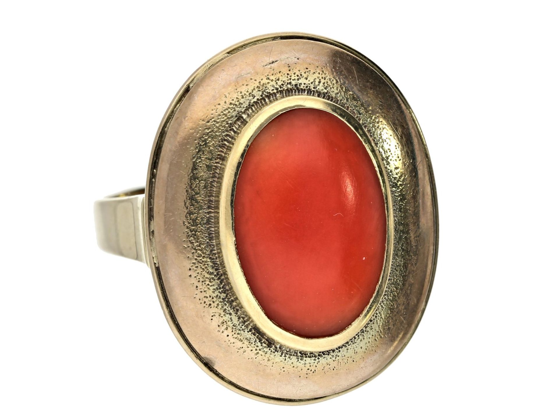 Ring: vintage Damenring mit schöner dunkelroter Koralle, 50er JahreCa. Ø18,5mm, RG59, ca. 5,6g,