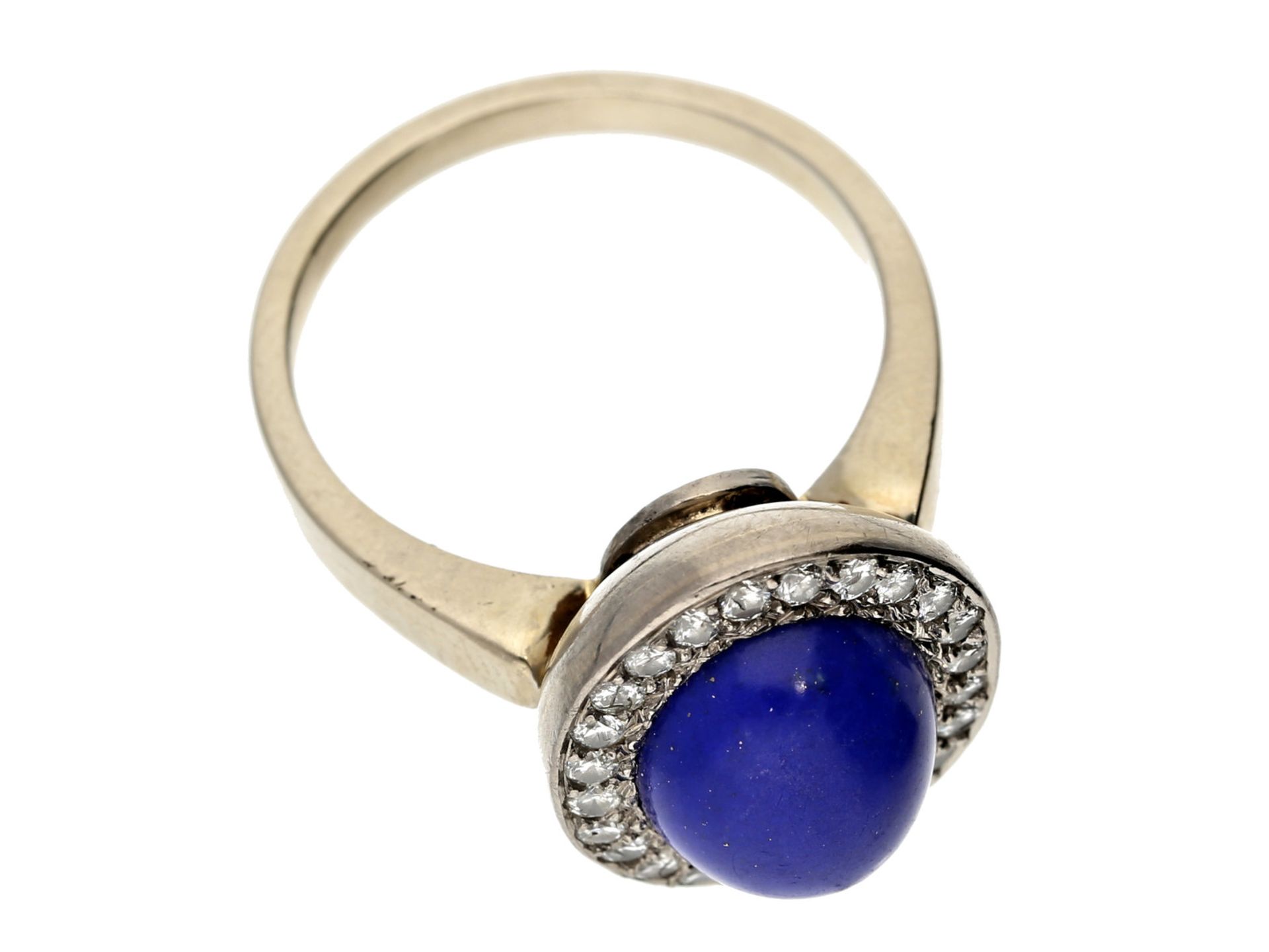 Ring: ehemals teurer vintage Goldschmiedering mit Lapislazuli und BrillantenCa. Ø18mm, RG56, ca. 8, - Image 2 of 2