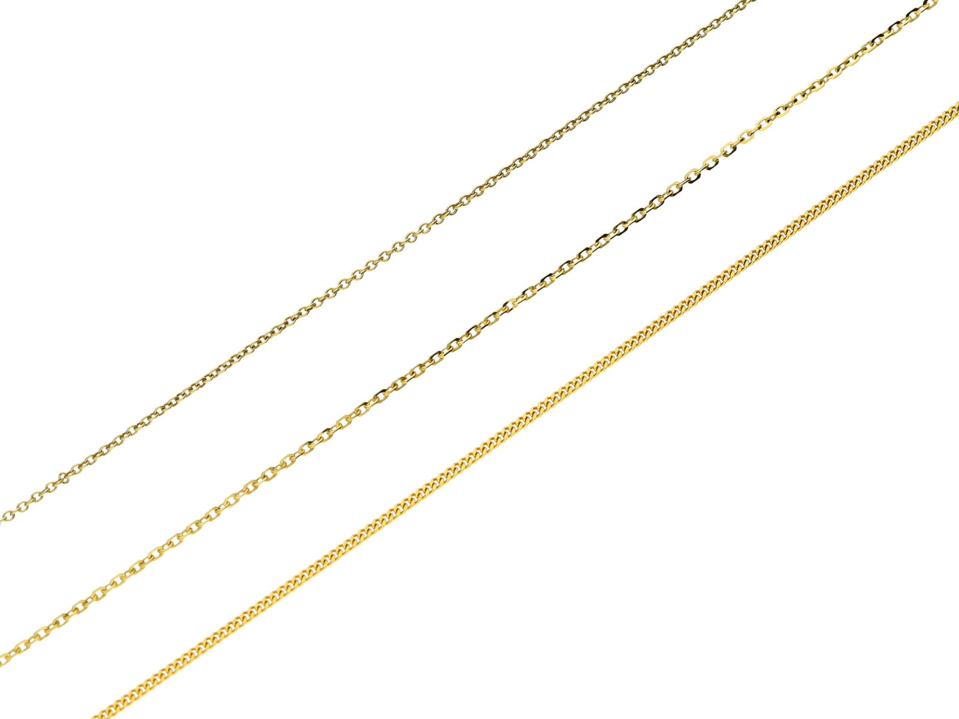 Kette/Collier: 3 feine und neuwertige CollierkettenGesamtgewicht ca. 6,3g, 14K Gold, alle Ketten