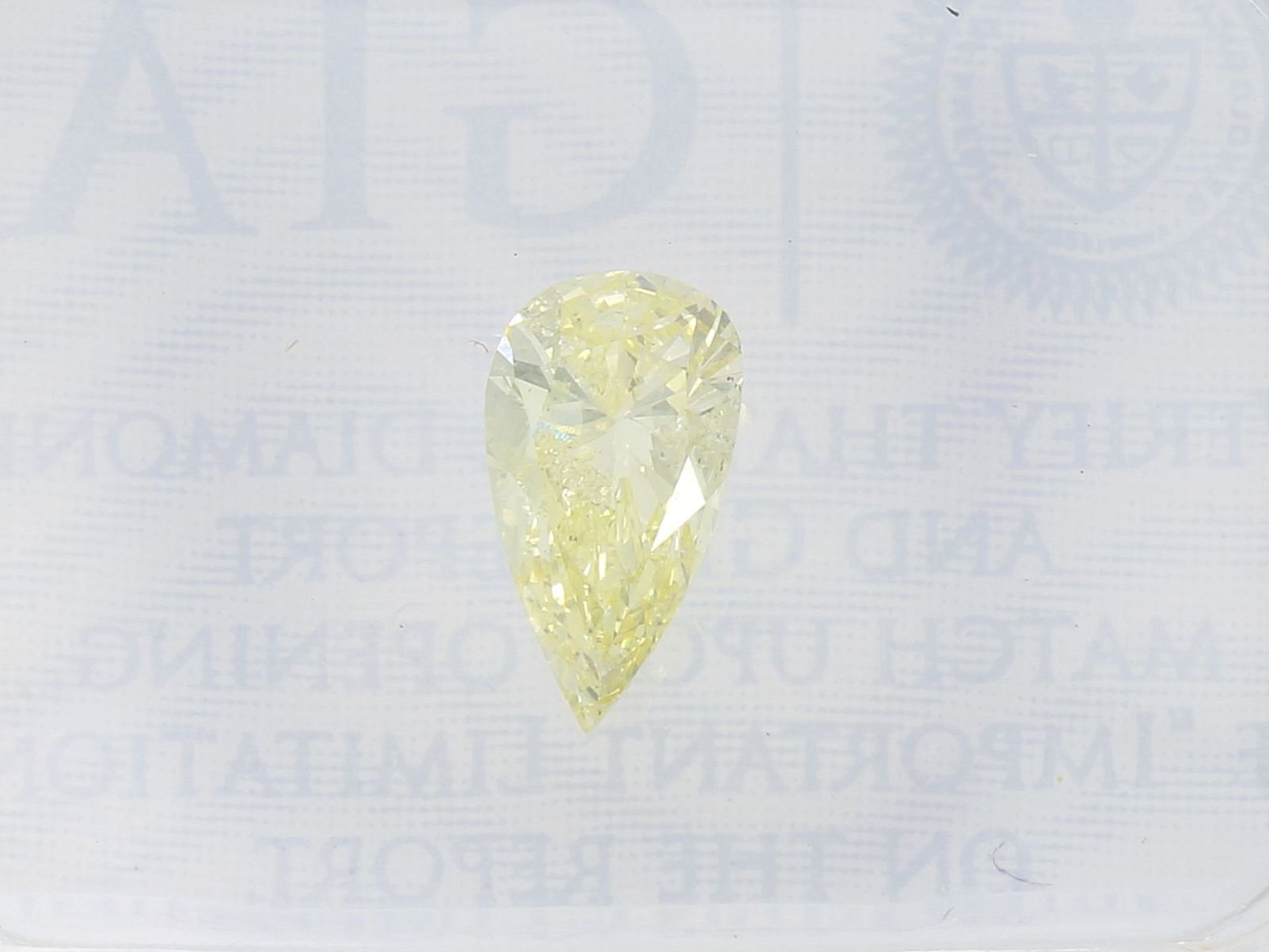 Diamant: natürlicher fancy Diamant, 0,50ct, fancy light yellow, GIA-Report7,59 x 4,13 x 2,69mm, - Bild 2 aus 2