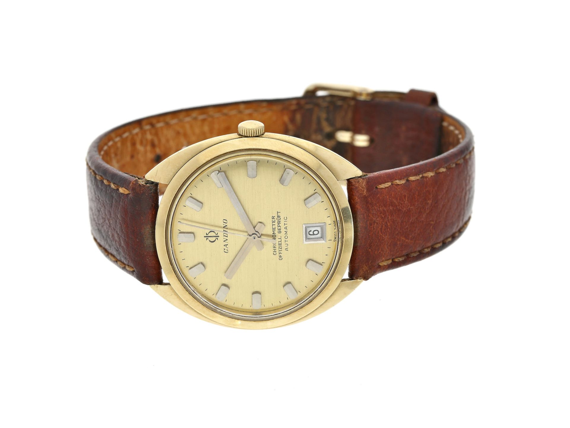 Armbanduhr: goldene vintage Herrenuhr der Marke "Candino", zertifiziertes AutomatikchronometerCa.