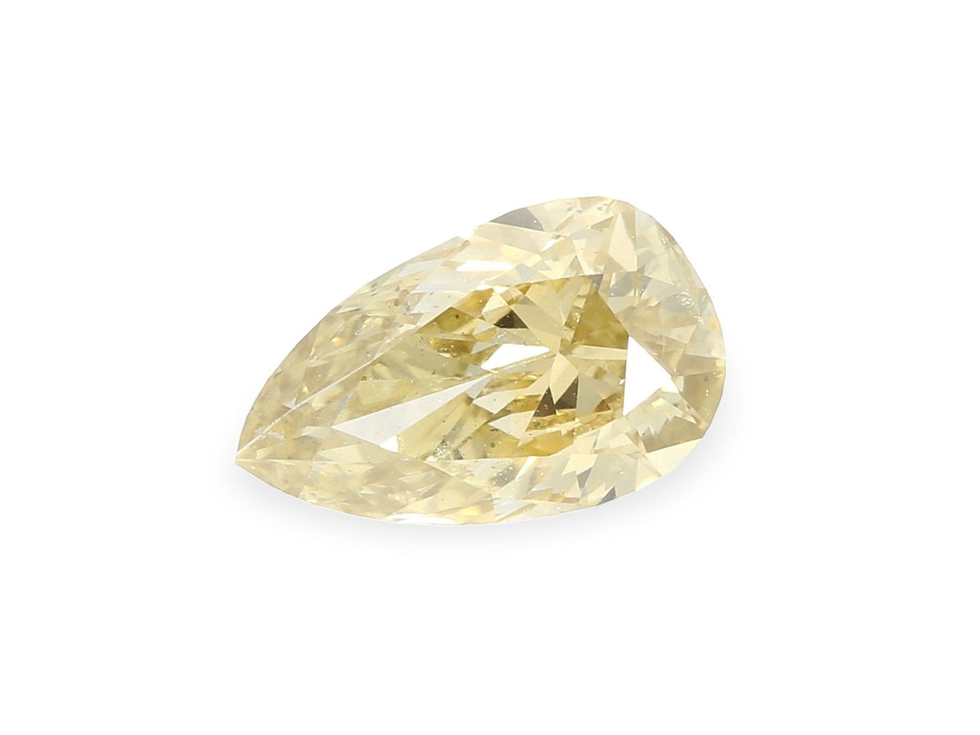 Diamant: sehr schöner Fancy Diamant, in seltener intensiver Farbe, Tropfenschliff, 0,71ct,Ca. 7,95 x