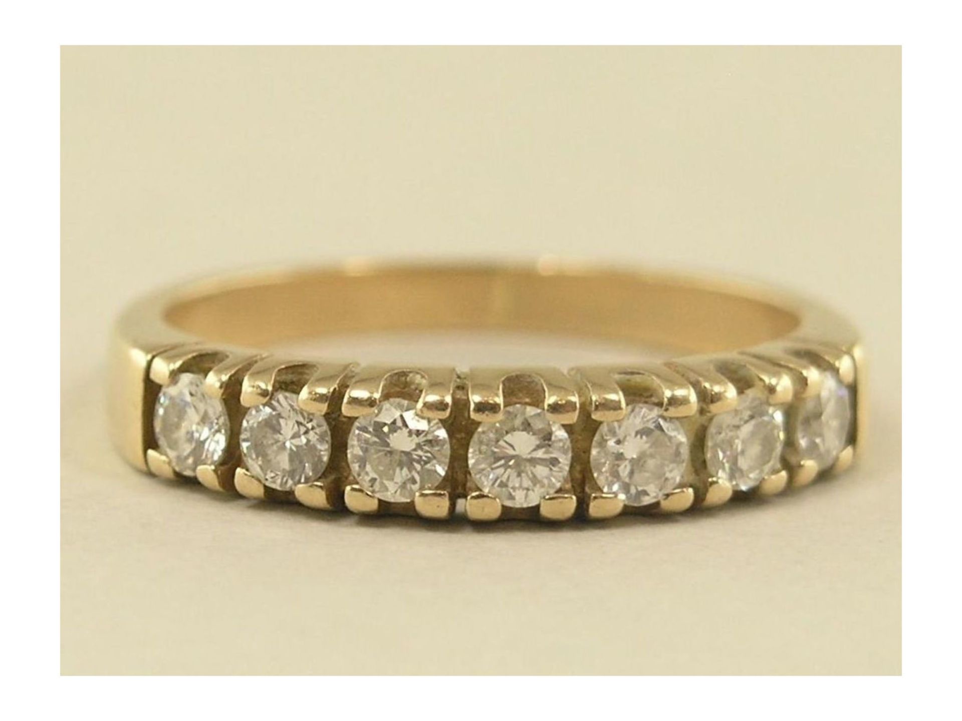 Ring: ehemals teurer vintage Halb-Memoire-Ring mit BrillantenCa. Ø17mm, RG53, ca. 3,1g, 14K Gold,