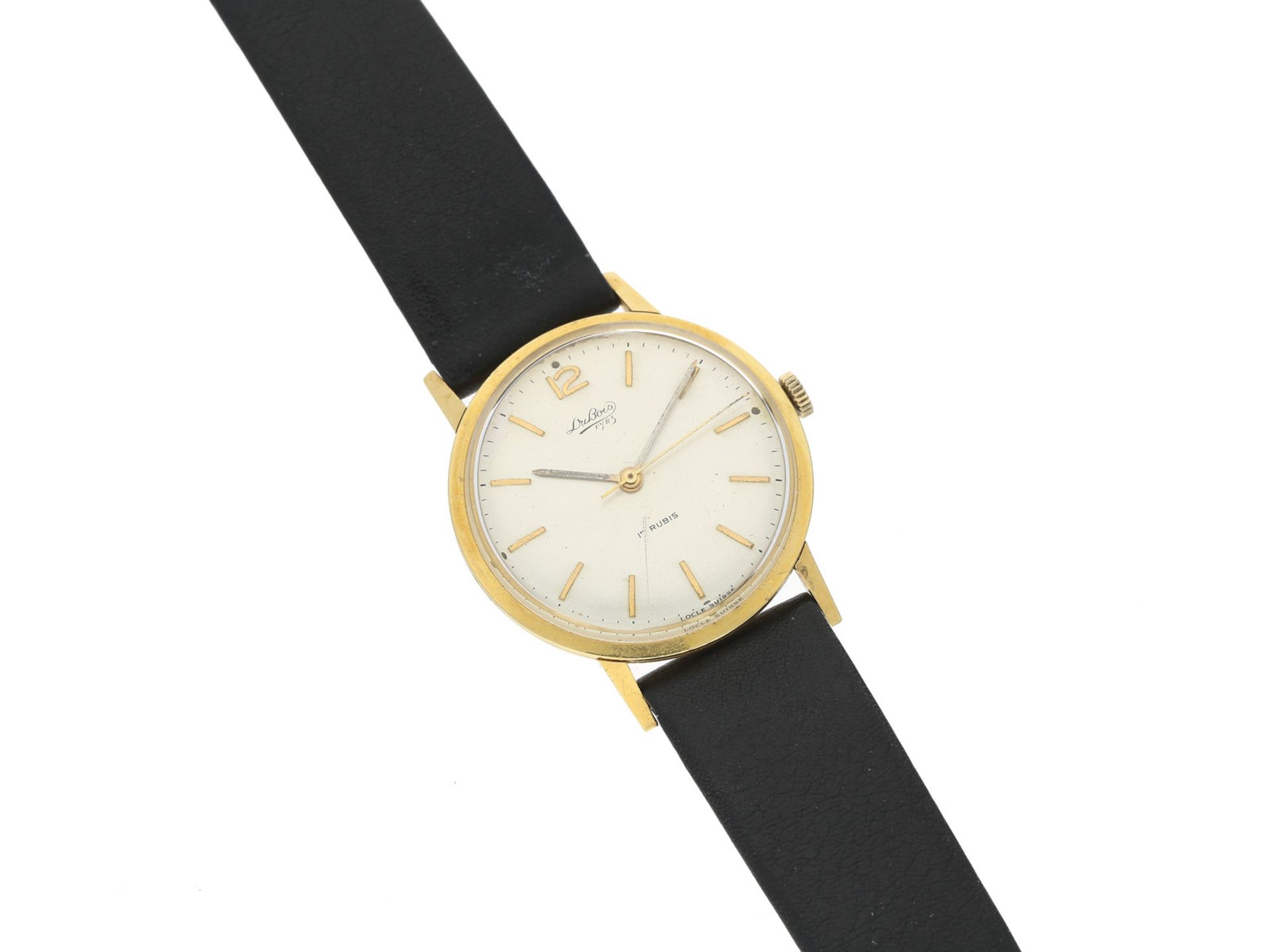 Armbanduhr: klassische vintage Herrenuhr in 18K Gold, Marke DuBois, Referenz 2860, 60er JahreCa.