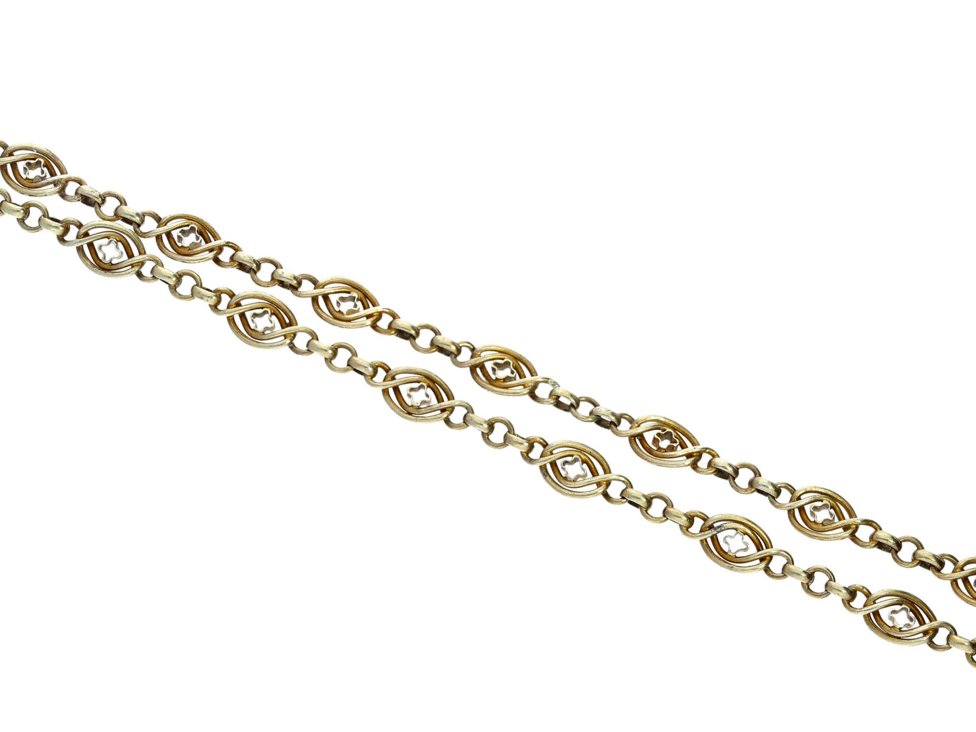 Kette: antike, handgeschmiedete Goldkette mit interessantem DesignCa. 42,5cm lang, ca. 12,5g, 18K