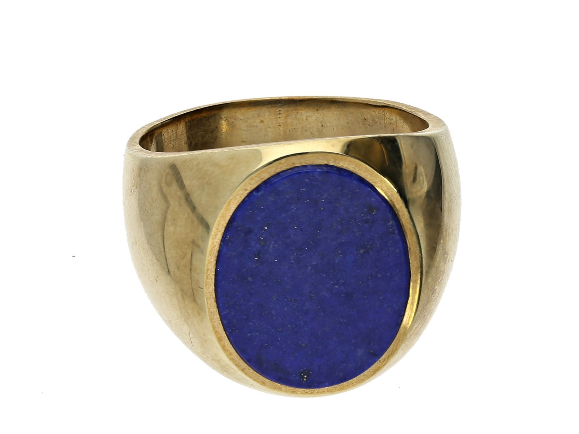 Ring: sehr massiver vintage Herrenring mit LapislazuliCa. Ø19mm, RG60, ca. 13,5g, 14K Gold,