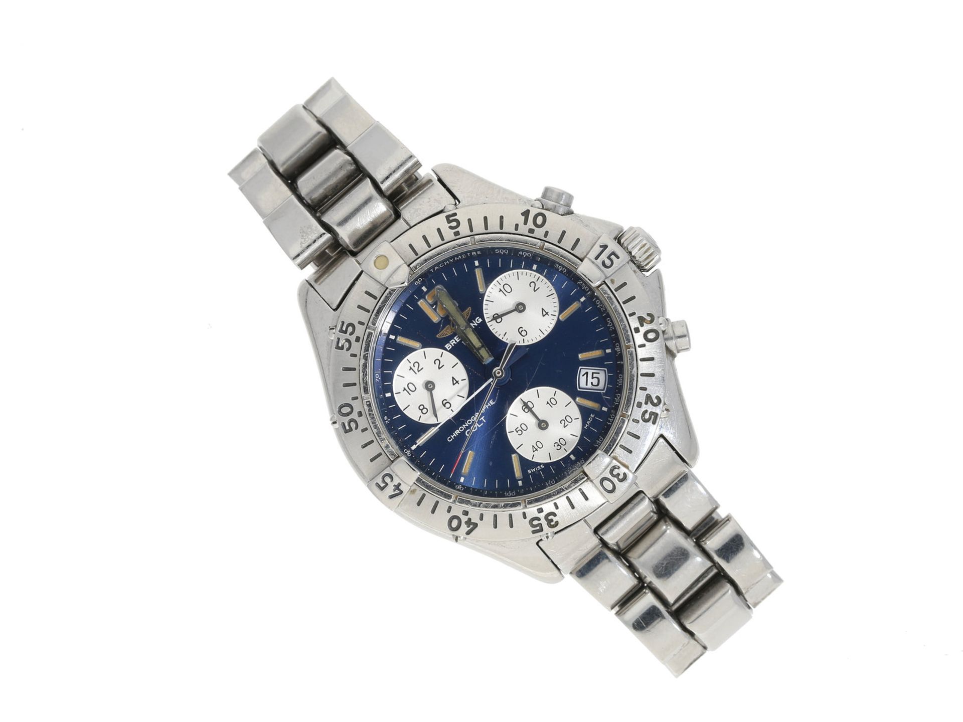 Armbanduhr: sportliche Herrenuhr, Breitling "Colt" Chronograph in Edelstahl, Quarz, Referenz