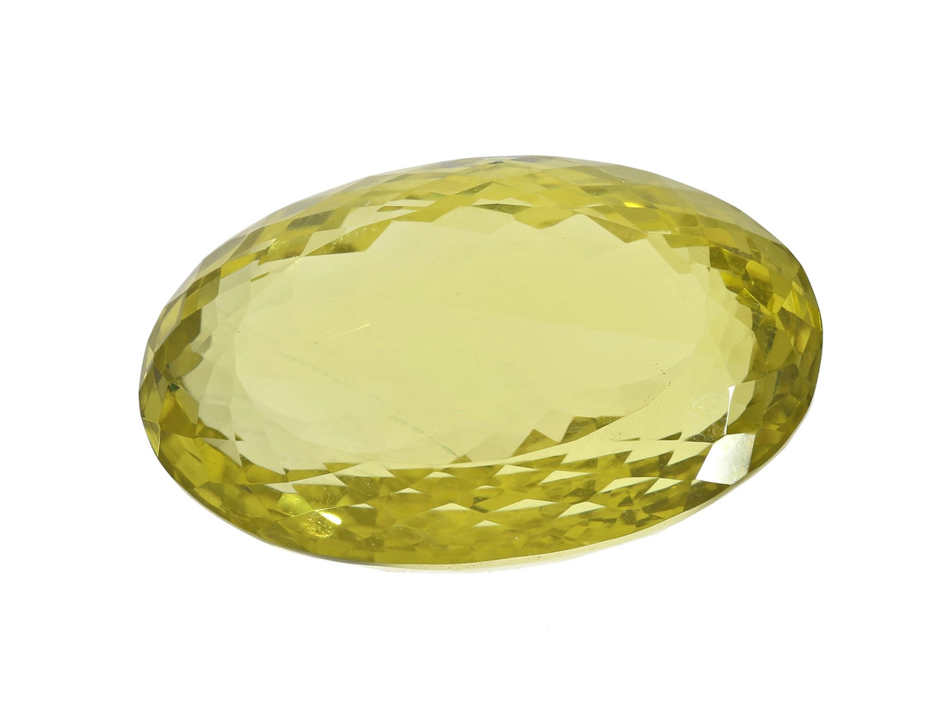 Citrin: selten großer Lemon-Citrin von sehr schöner Qualität, ca. 63,7ctCa. 31,92 x 19,73 x 15,05mm, - Bild 2 aus 2